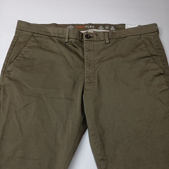 St John's Bay Temp Flex Straight Fit Flat Front Pants Men's 44x30 Dark Olive - Picture 4 of 7